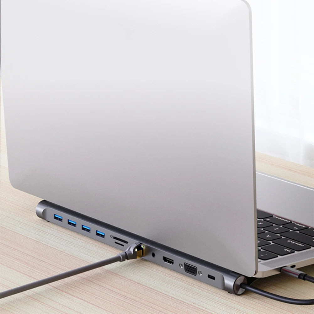 Eleven In 1 USB C Dockingstation 4K HDMI Ethernet Hub