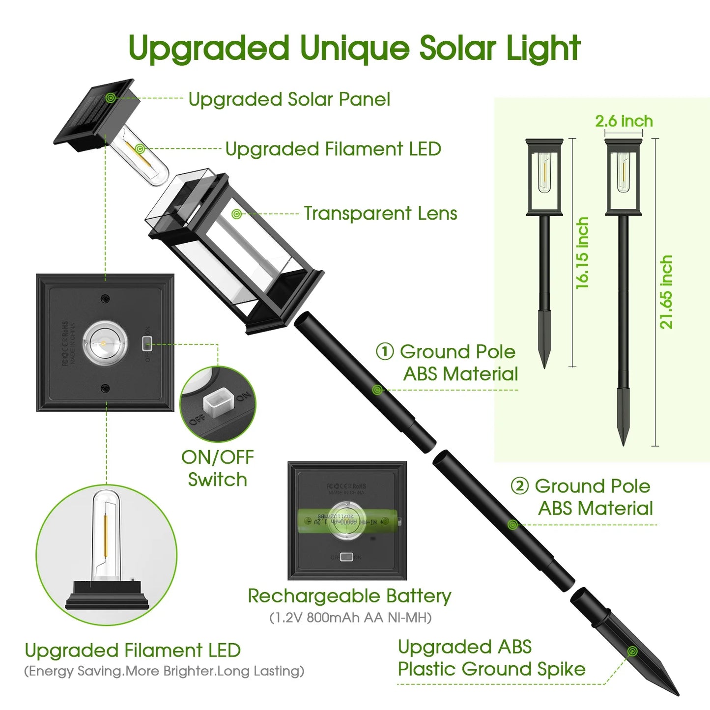 KPSTEK Solar Lights Pack Six Twelve LED Pathway For Yard