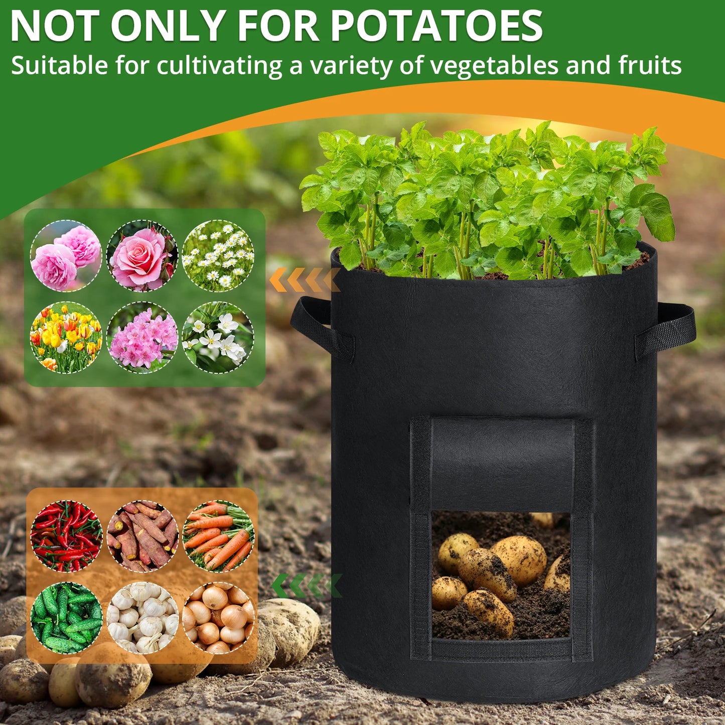 Fabric Grow Bags For Garden Vegetables Tomatoes Potatoes Planter Pots