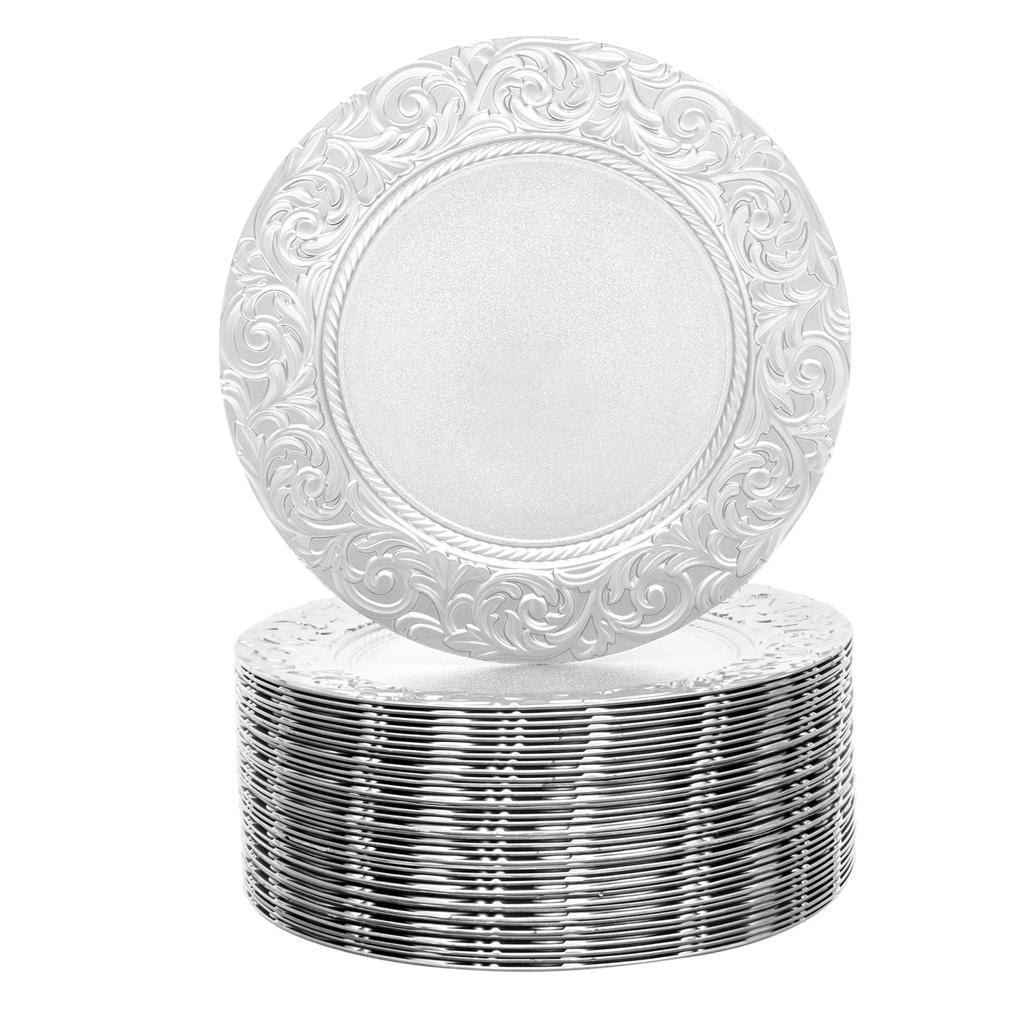 Round Charger Plates Set 100 Piece With Patterned Reusable Plates