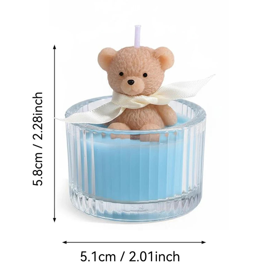Scented Luxury Teddy Bear Soy Candle Glass Jar With Ribbon