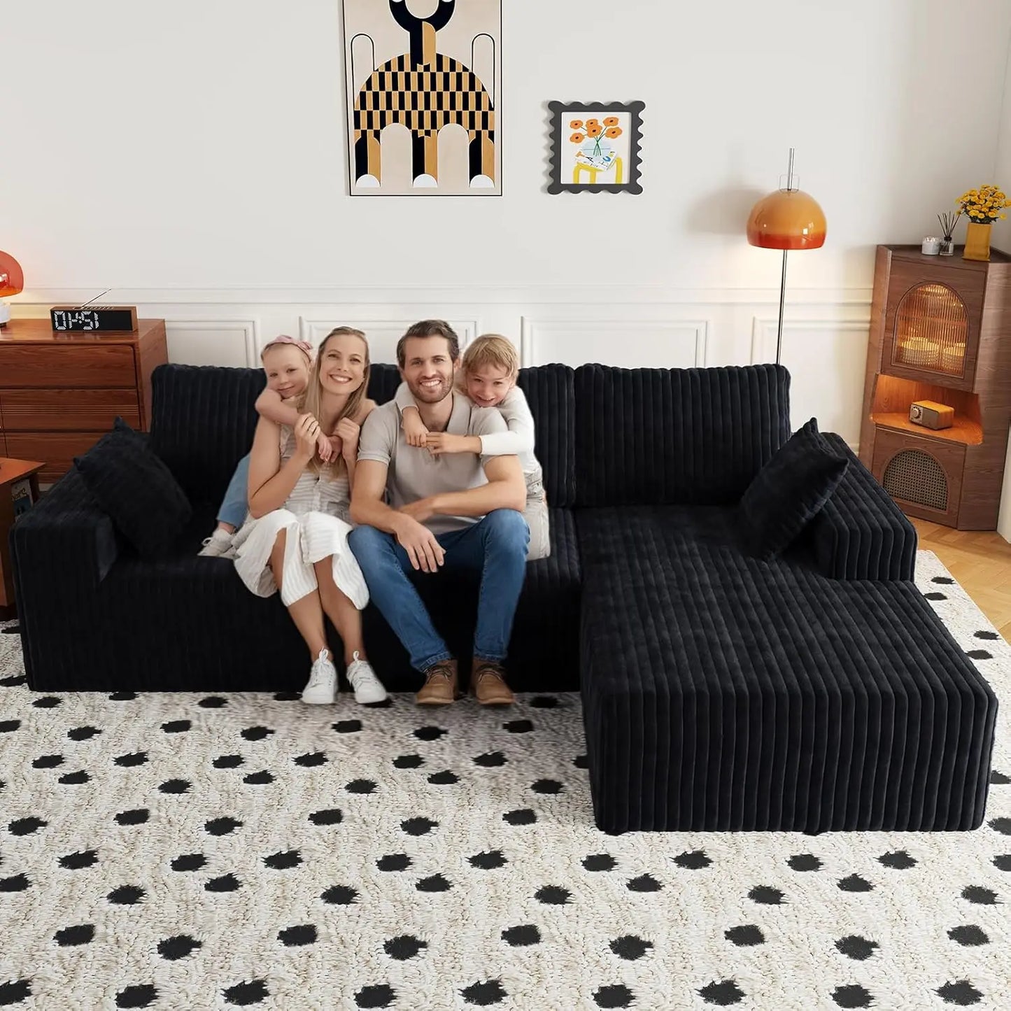 Modular Sectional Sofa With L Chaise And Corduroy Comfort