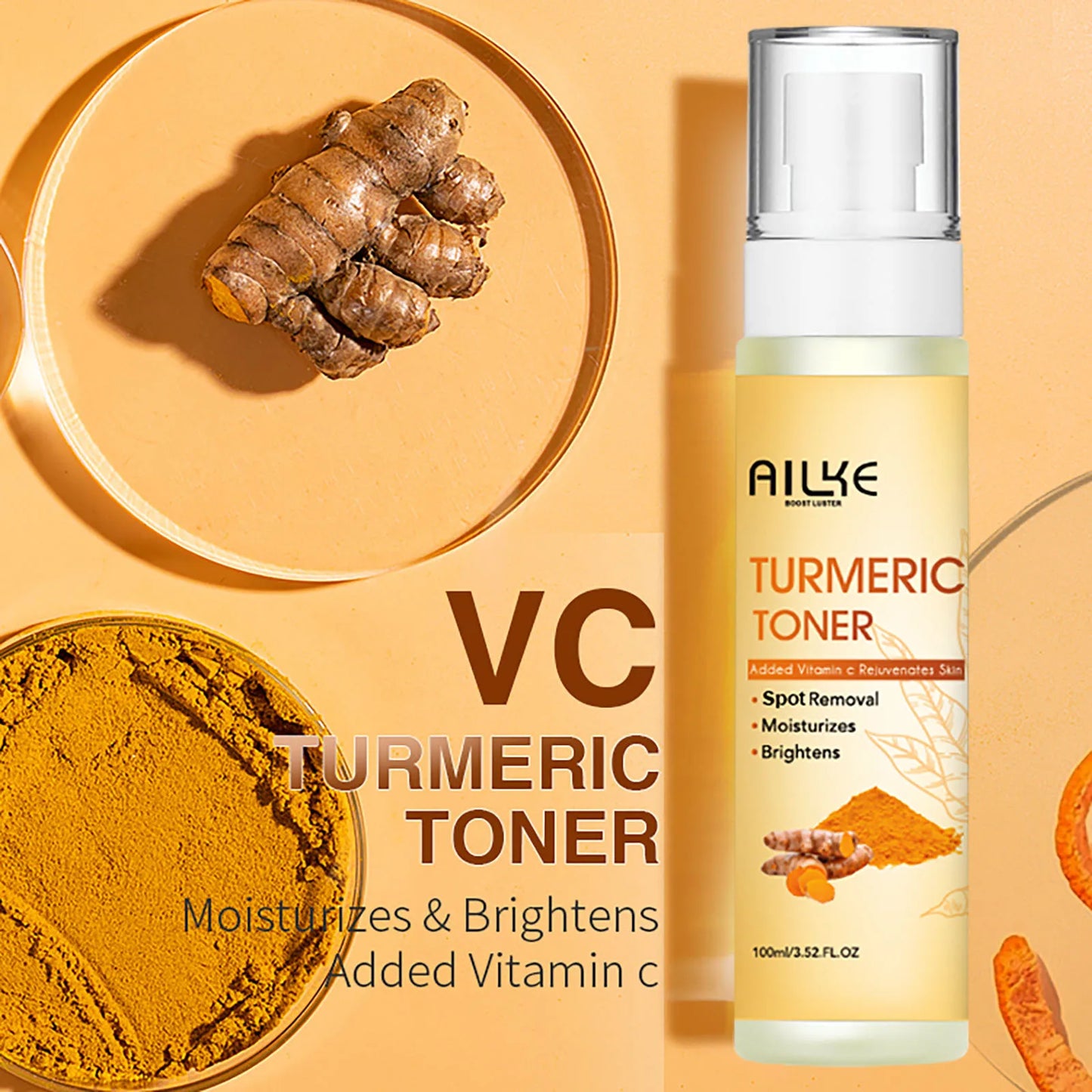 AILKE Organic Turmeric Skin Care Set For Brightening Acne Removal