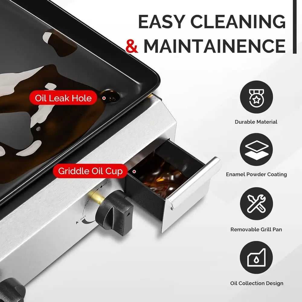 Portable 4 Burner Propane Griddle With Side Shelves