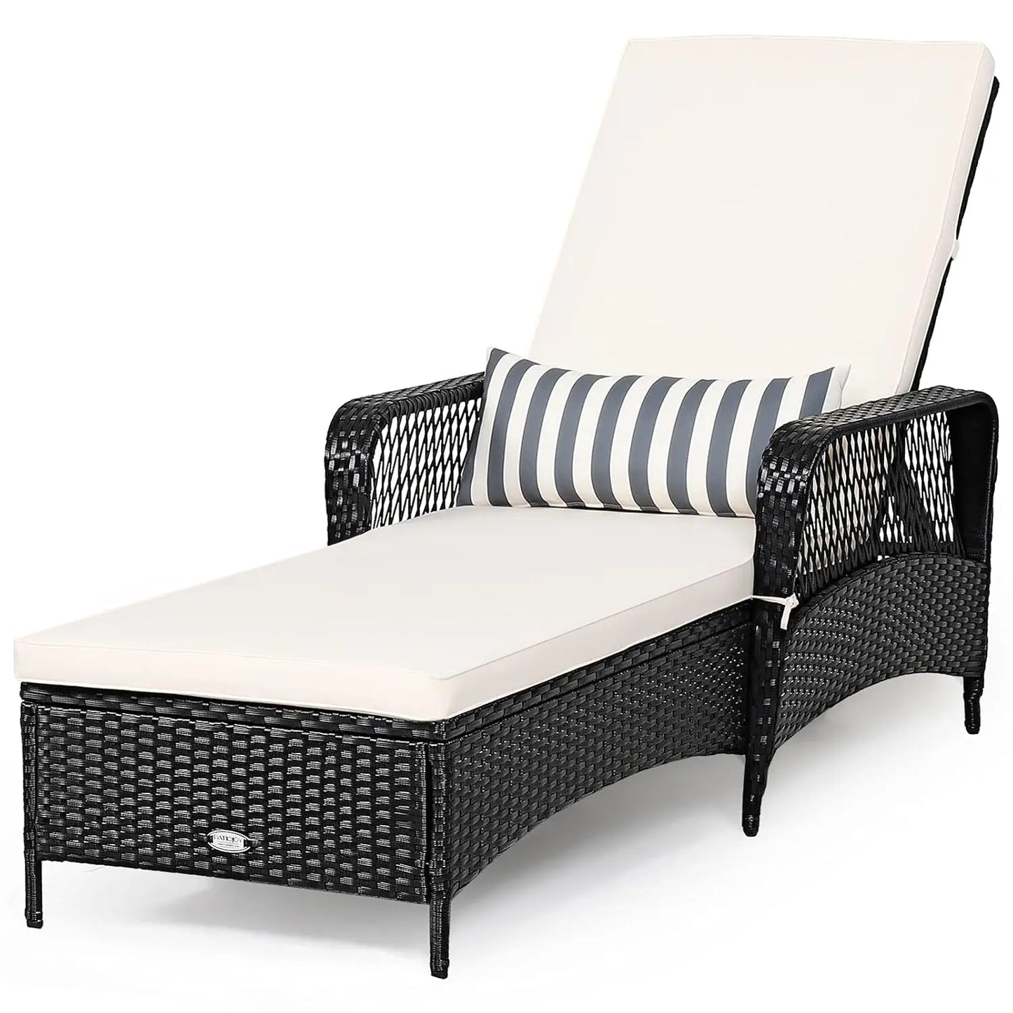 Wicker Lounge Outdoor Patio Rattan Recliner With 6 Gear Backrest