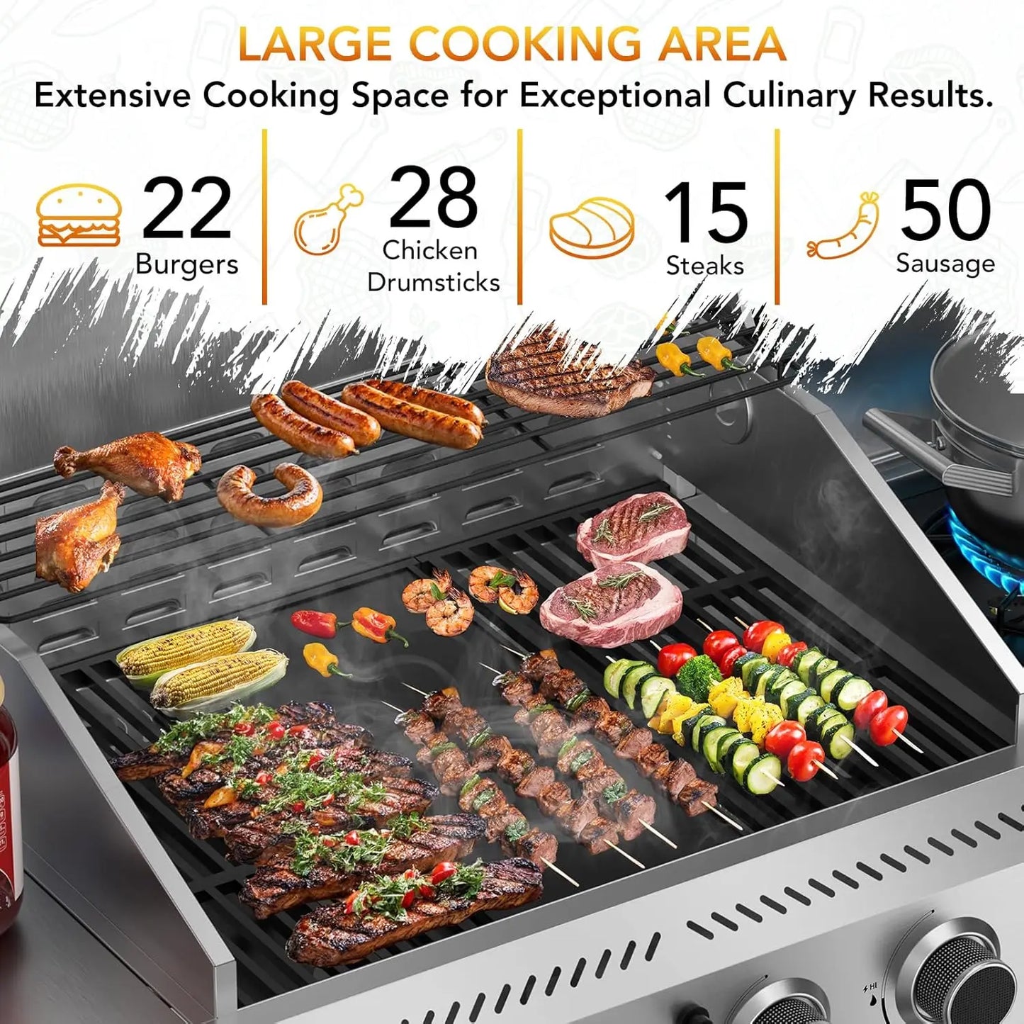 Heavy-Duty Stainless Steel 4-Burner Propane Gas Grill 42000 BTU