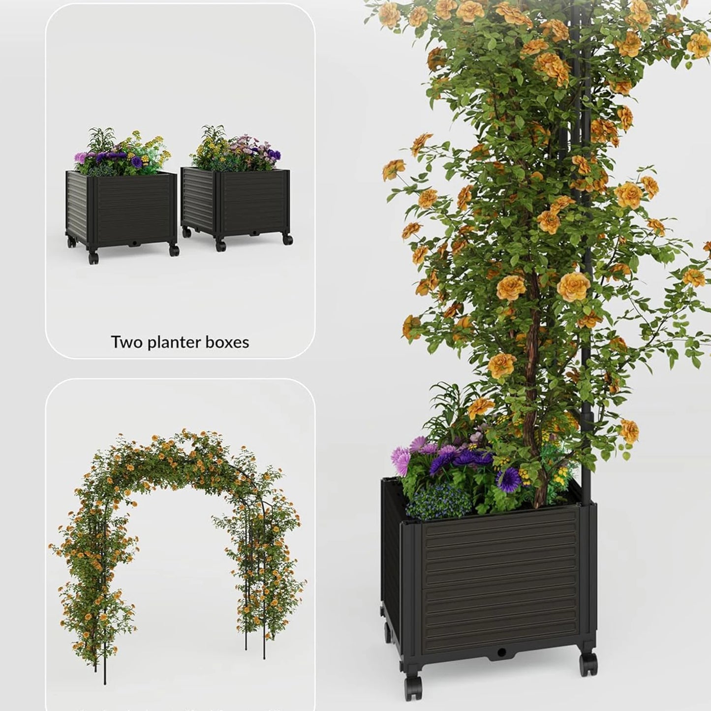 Raised Garden Bed With Trellis Arch For Climbing Plants