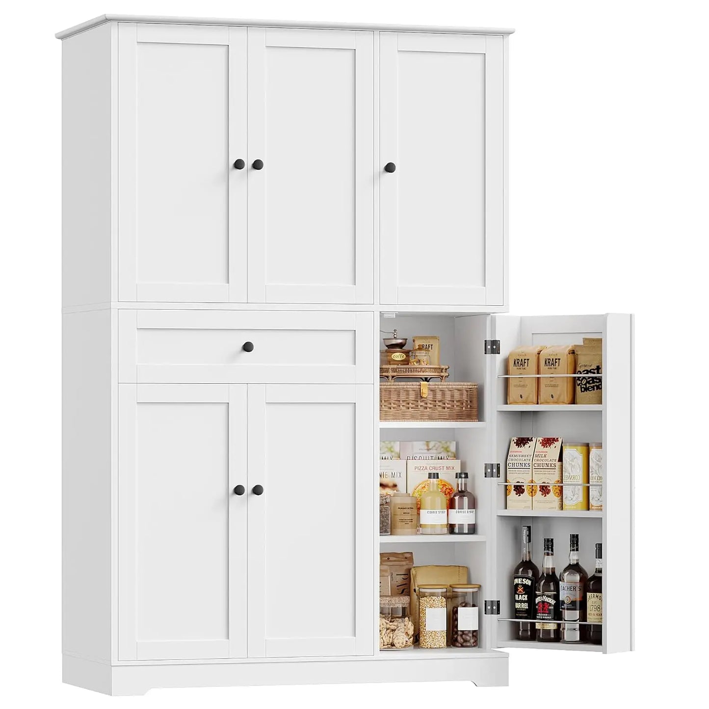 HUANZHUANG Modern Kitchen Pantry Cabinet With Doors And Shelves