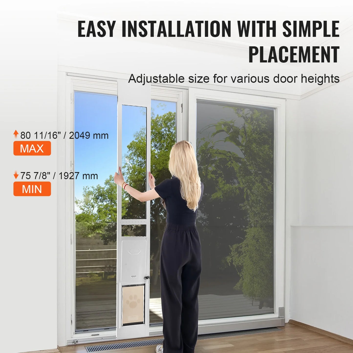 SucceBuy Adjustable Height Sliding Glass Dog Door With Aluminum Frame