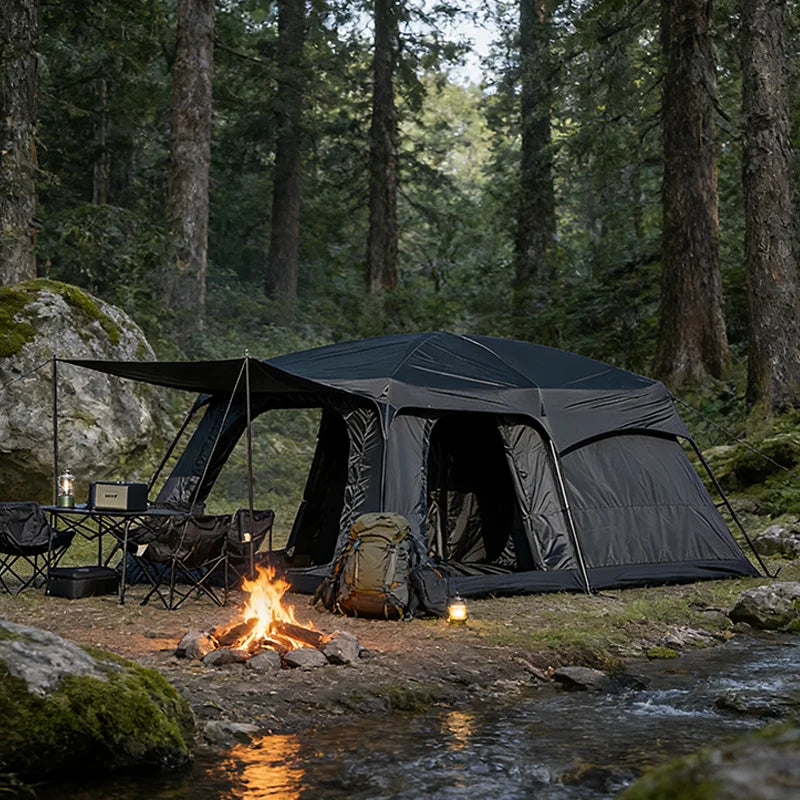 Family Outdoor Camping Tent With Extendable Canopy Waterproof Mosquito Proof