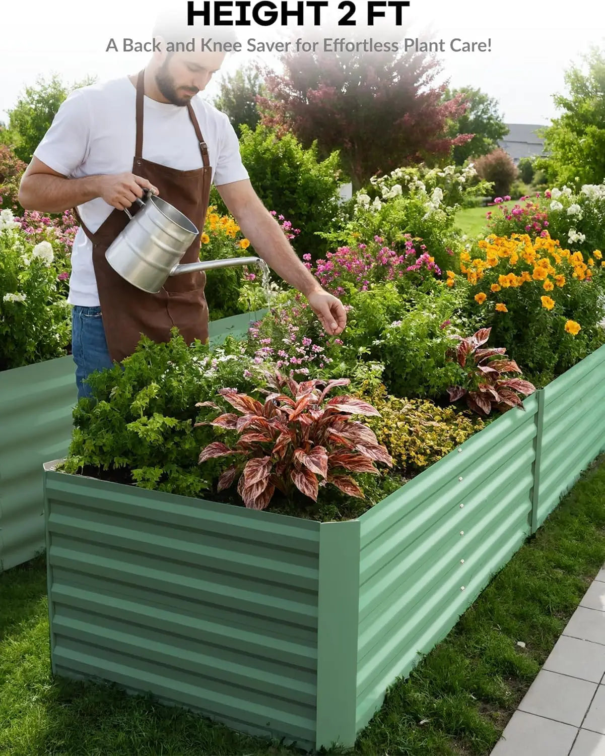 Twister.CK Galvanized Raised Garden Bed Kit For Vegetables Flowers Herbs