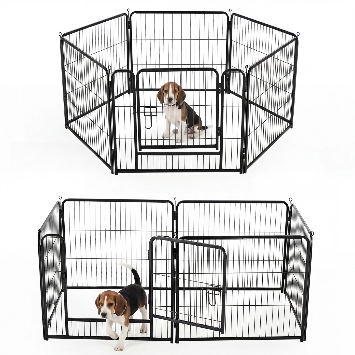 JHK 6 Panel Foldable Metal Dog Playpen Indoor Outdoor Pet Fence