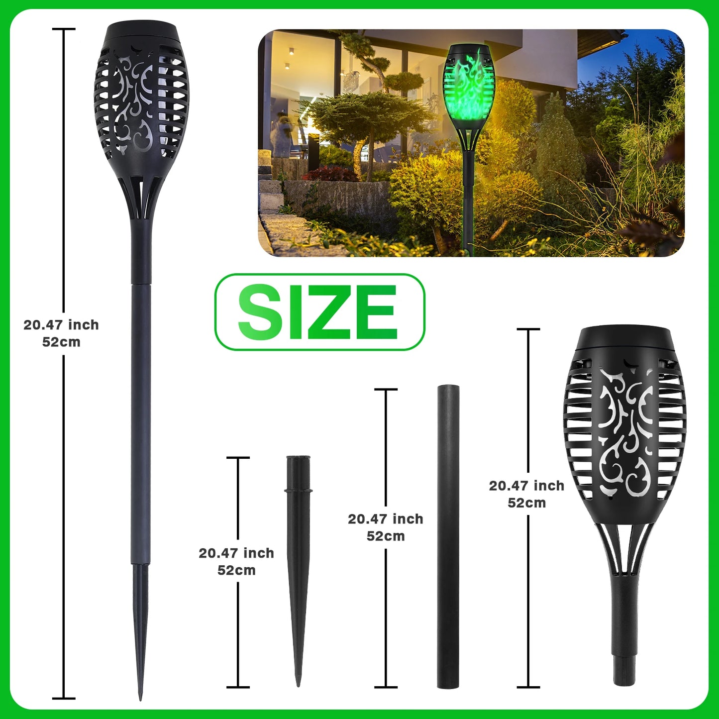 Solar Flame Light Outdoor Flickering LED Torch Lamp For Garden Decor