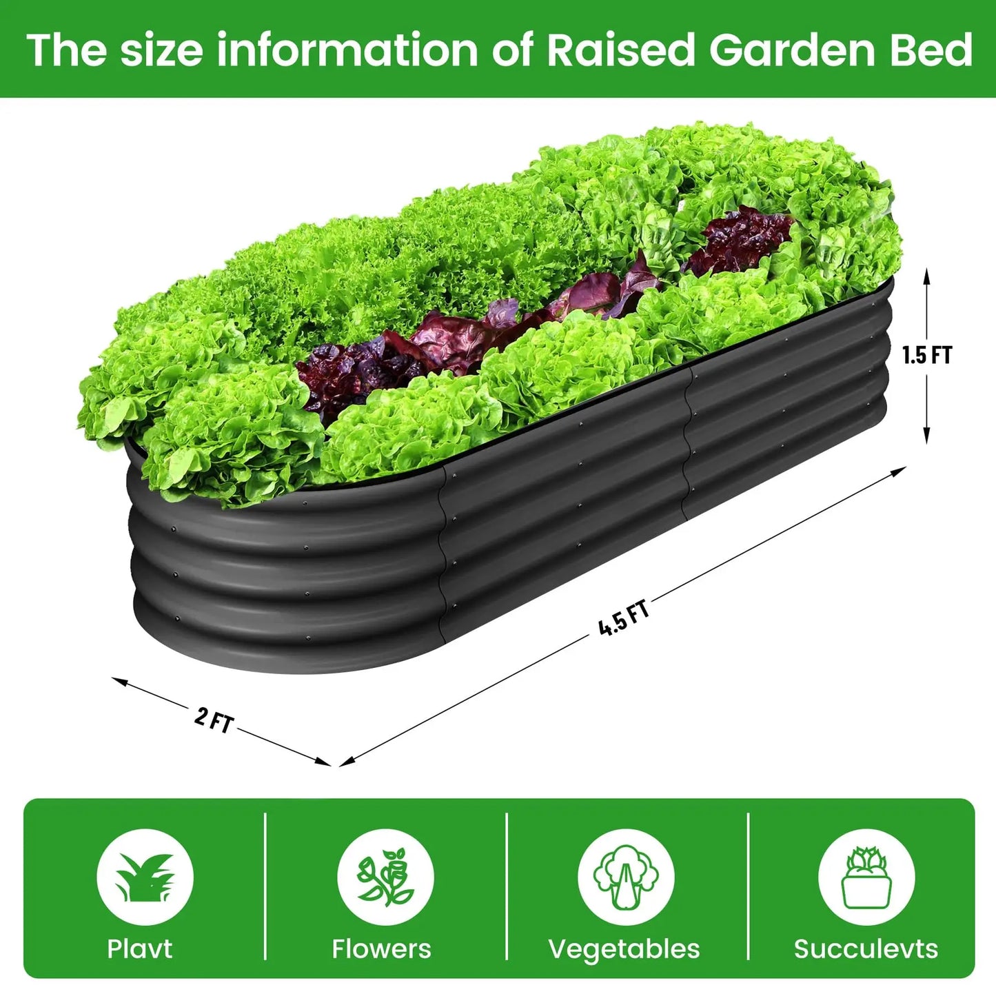 HiMISS Oval Galvanized Steel Raised Garden Bed Two-Pack