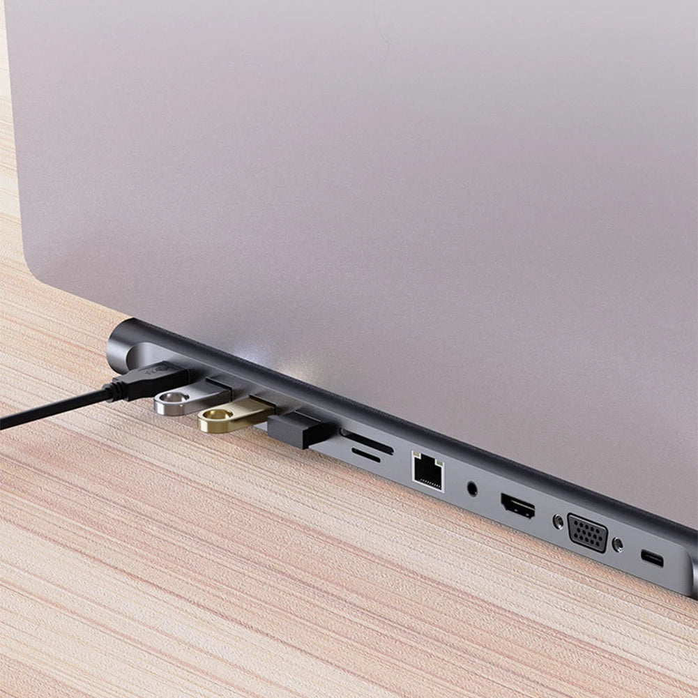 Eleven In 1 USB C Dockingstation 4K HDMI Ethernet Hub