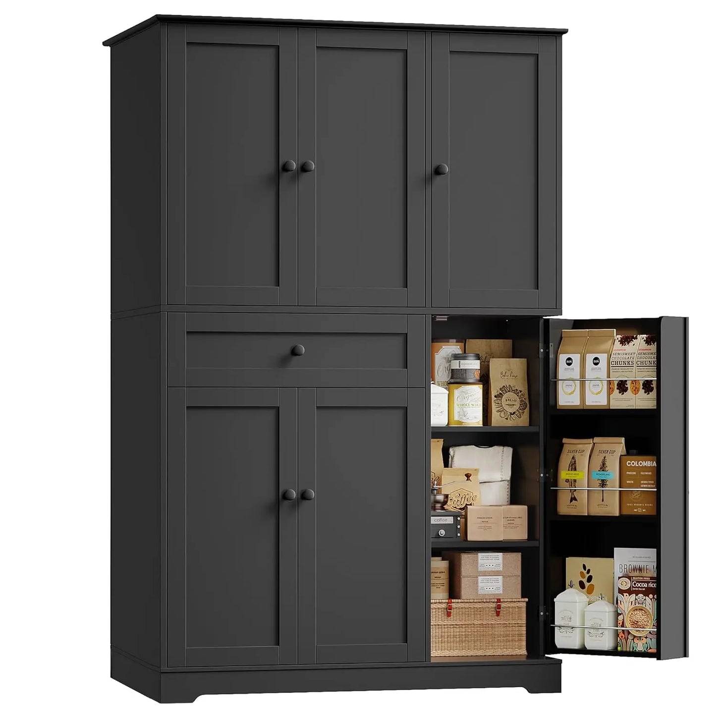 HUANZHUANG Modern Kitchen Pantry Cabinet With Doors And Shelves