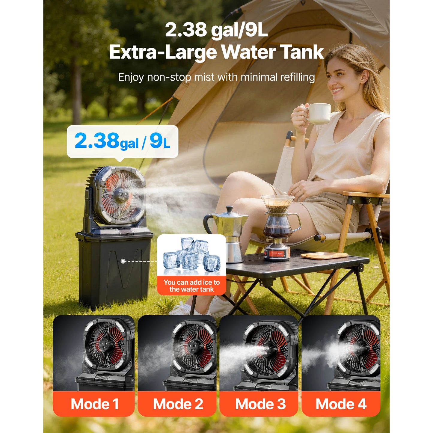SucceBuy Portable Misting Fan With Water Tank And Rechargeable Battery