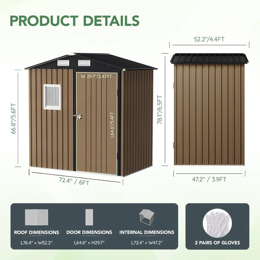 XIAOLANG Outdoor Steel Storage Shed With Lockable Doors And Window