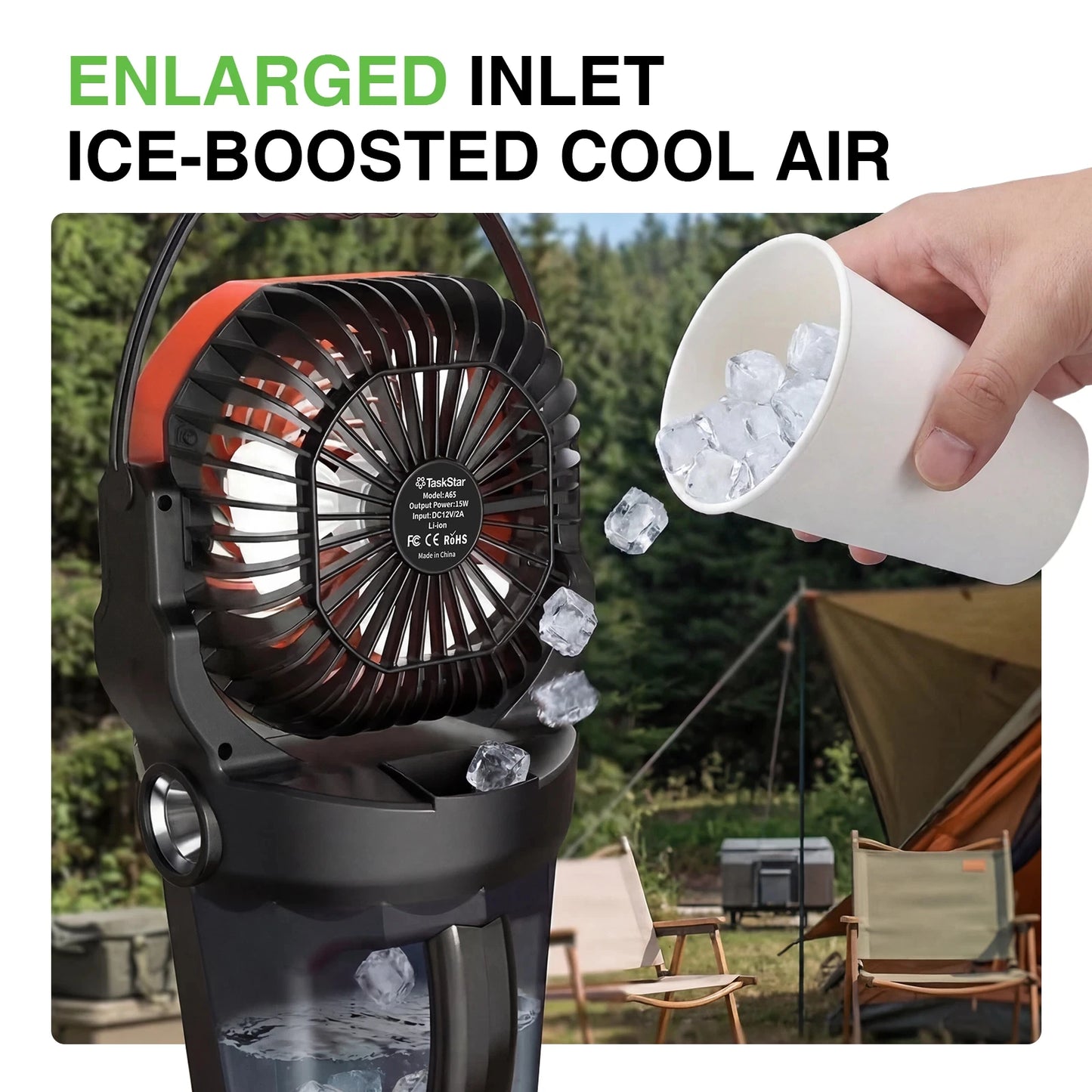 Portable Misting Fan With 3 Nozzles 2L Tank RGB Light