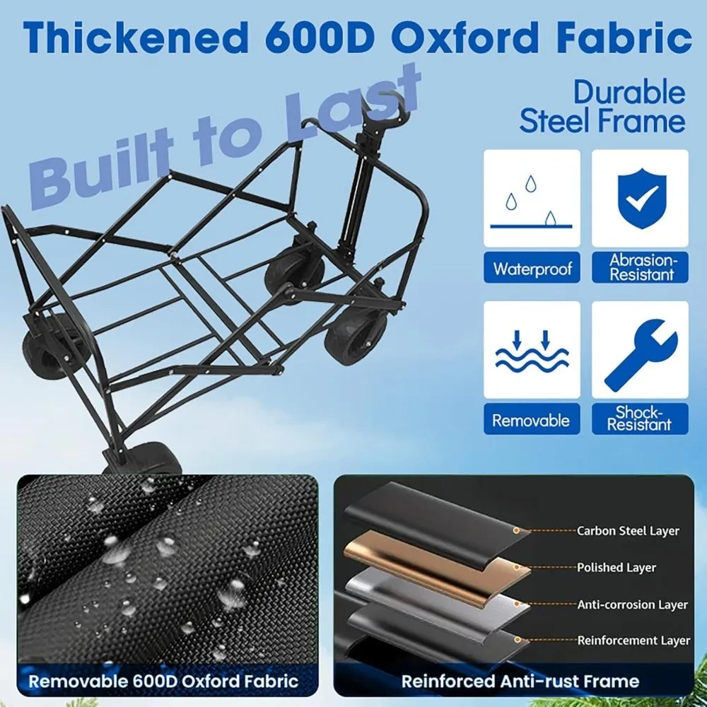 Collapsible Wagon Foldable All-Terrain Grocery Beach Wagon Cart