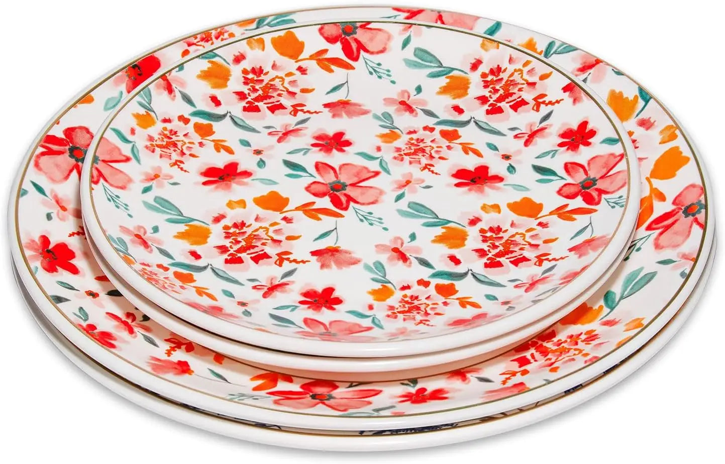 Porcelain Floral Dinner Plates Set Of 4 For Everyday Dining