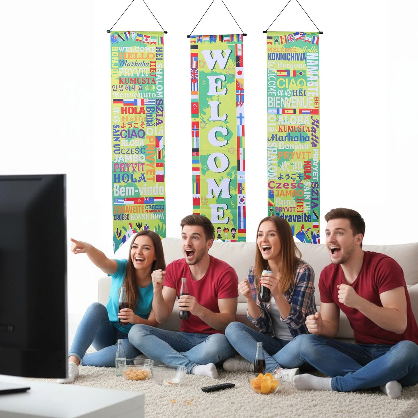 Football Themed Hanging Couplet Door Banner For Porch And Home