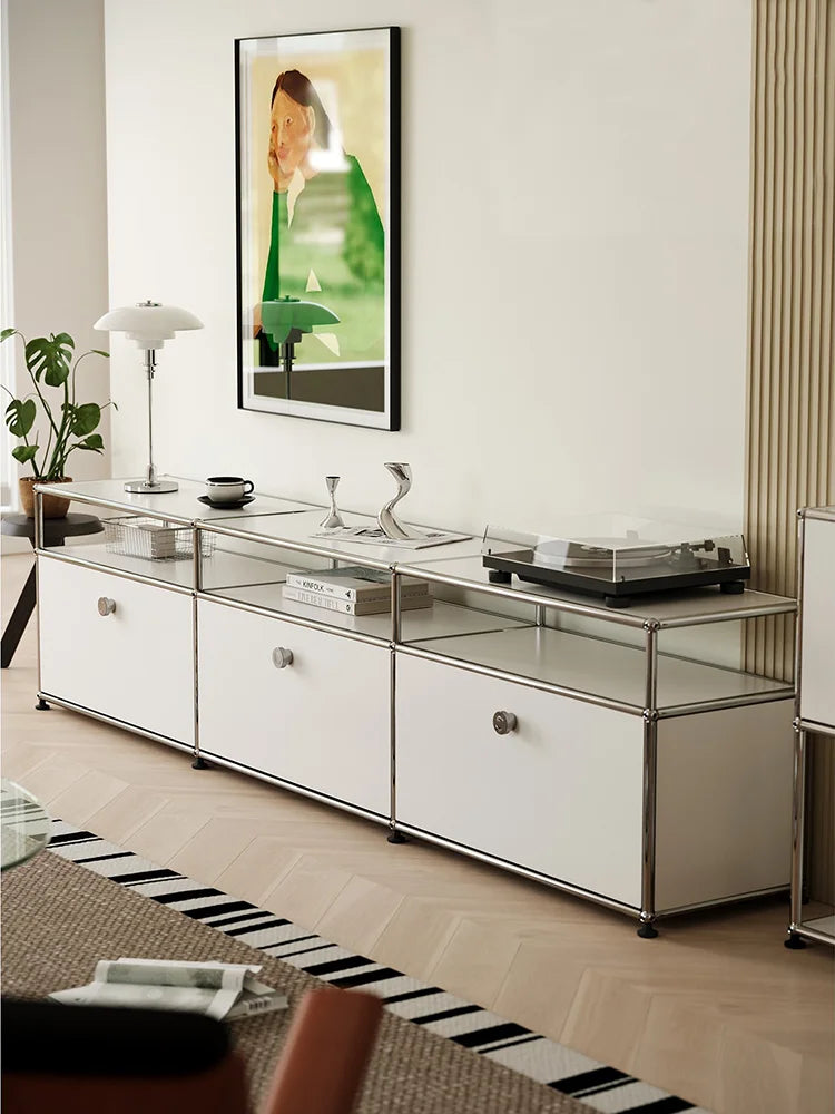 Bigcityfur TV Stand Storage Cabinet Metal Corner Display Unit