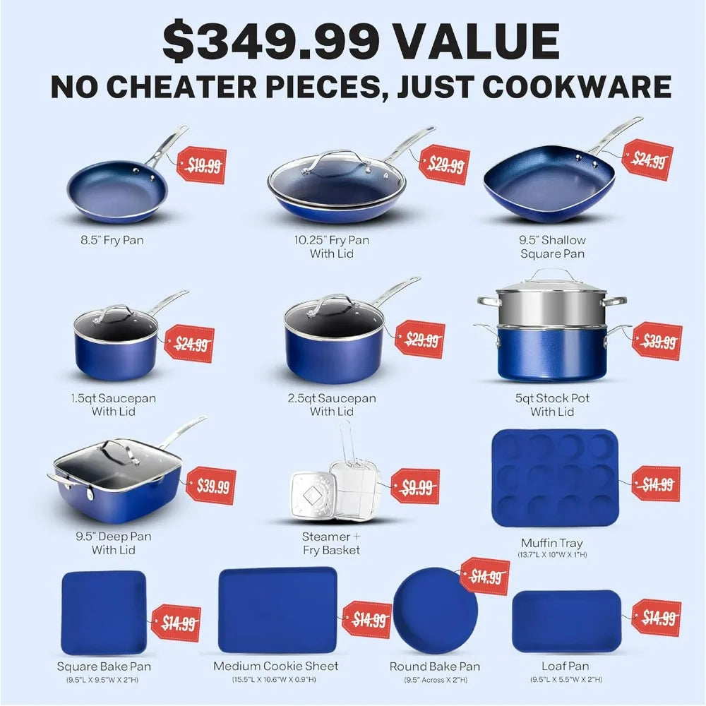 Granitestone Non-Stick Cookware Set Complete Pots And Pans Collection