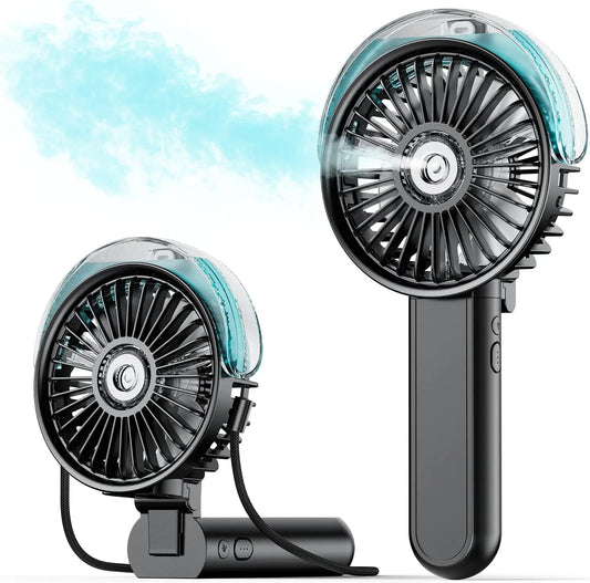 Foldable Misting Fan 180 Degree 3 Speeds USB Rechargeable