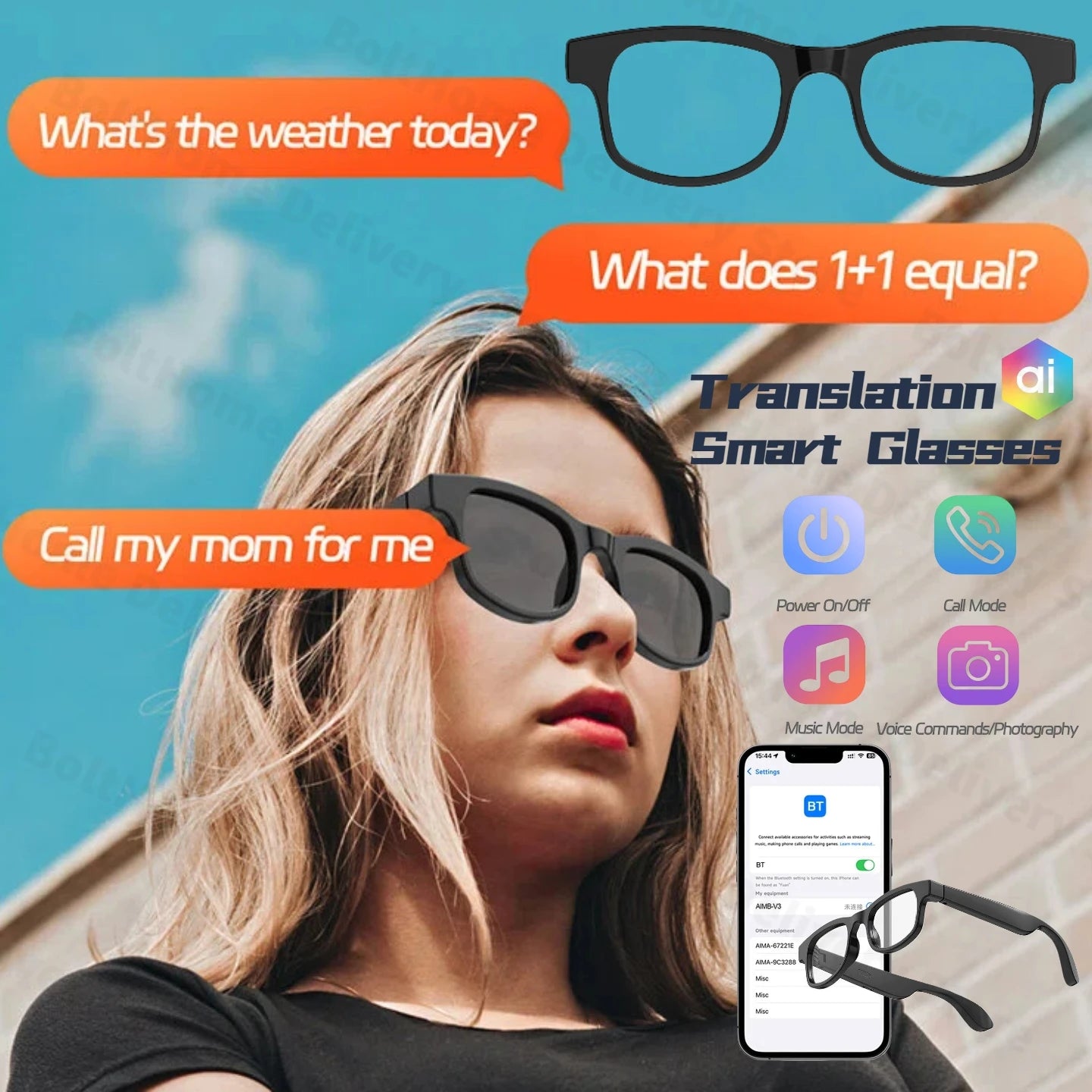 HOSPOR AI Smart Glasses With Language Translation And Camera