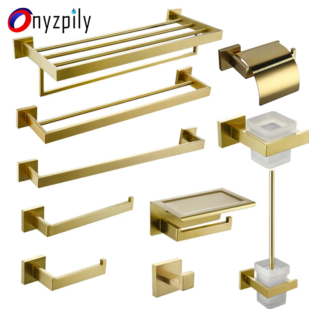 Onyzpily Bathroom Hardware Set Kit Wall Shelf Towel Bar
