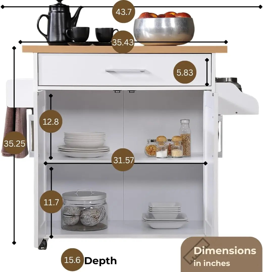 Compact Kitchen Island With Spice Rack Drawer Towel Bar Wheels