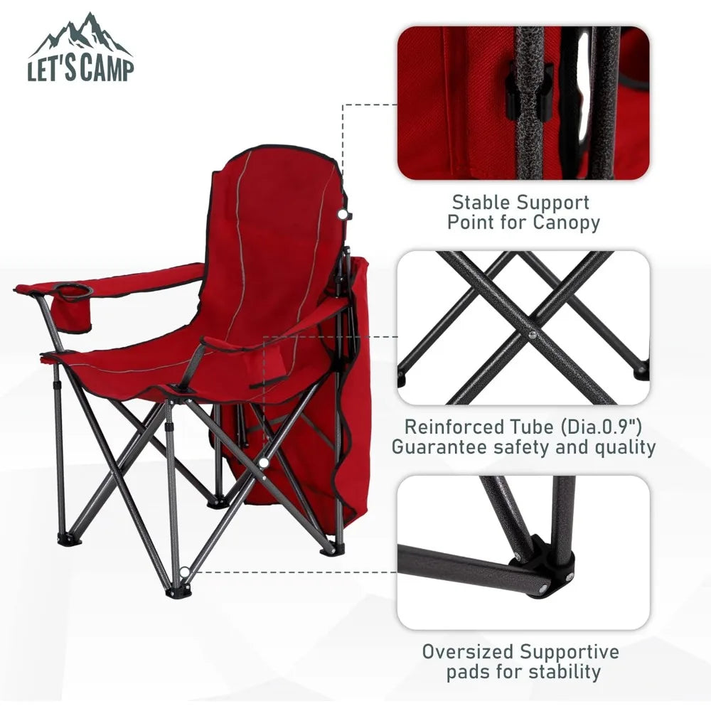 Lets Camp Shade Canopy Folding Chair Recliner for Outdoor Use