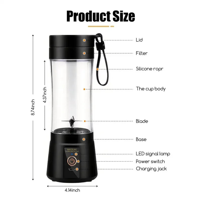 Wireless Portable Electric Juicer Type C Charging Mini Cup