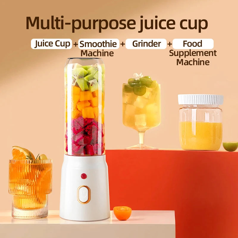 Portable Wireless Juicer Blender Dual Cup With USB Rechargeable