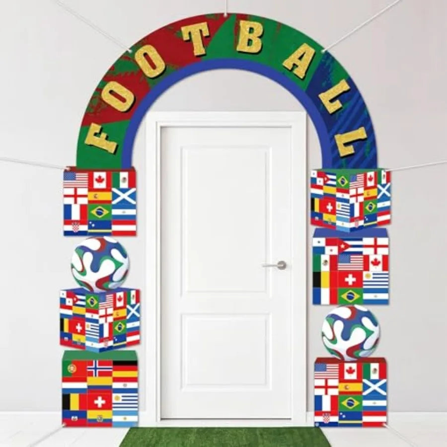 World Soccer Party Door Banner Sports Theme Porch Sign Decorations