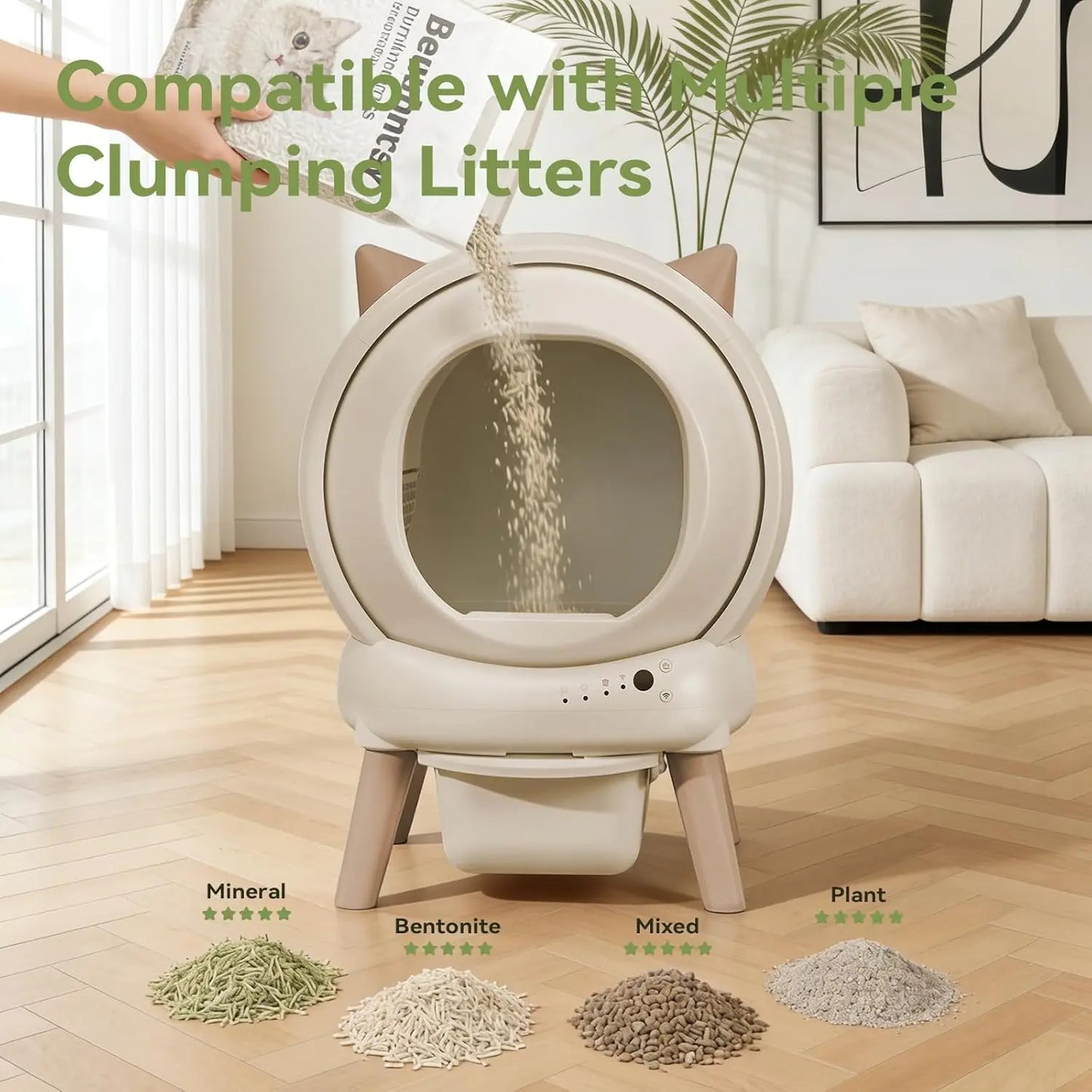 E2 Automatic Self Cleaning Litter Box Multiple Cats With App