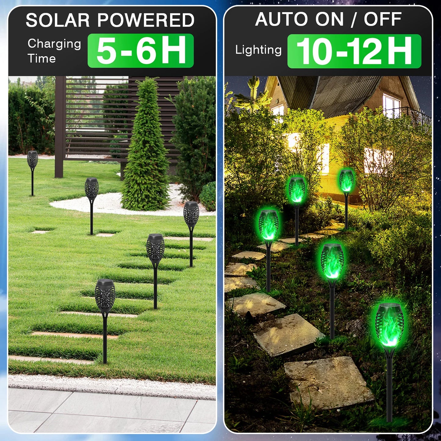Solar Flame Light Outdoor Flickering LED Torch Lamp For Garden Decor
