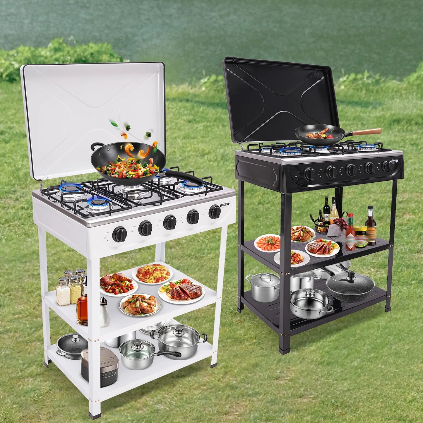 Five Burner Natural Gas Freestanding Grill For Outdoor Cooking