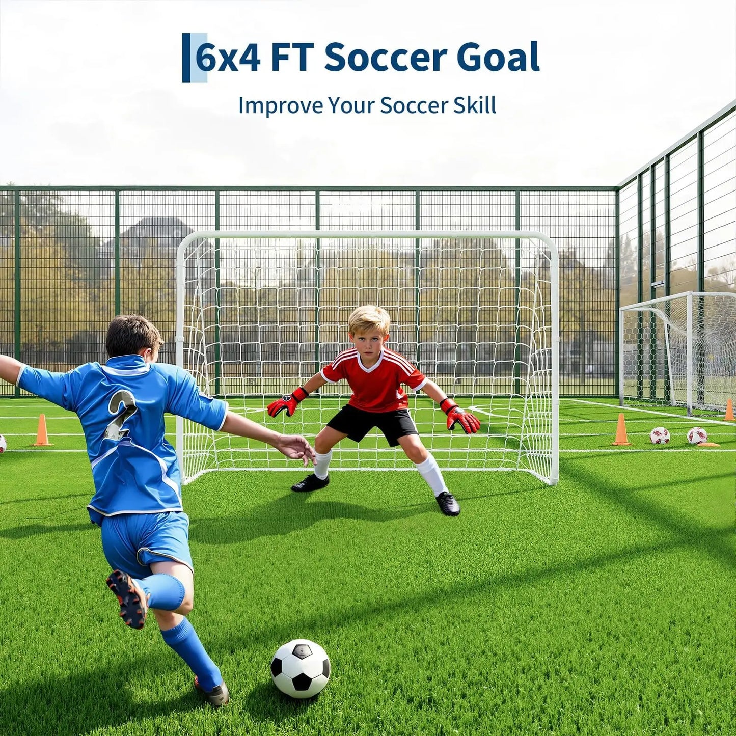 Portable Collapsible Soccer Goal Set With Rebounder Net For Quick Setup