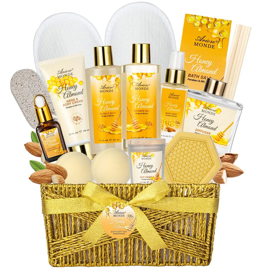 Luxury Honey Almond Spa Gift Set 15 Piece Bath Kit