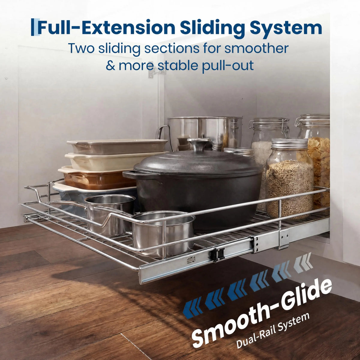 HiMISS Pull Out Cabinet Organizer Heavy Duty Sliding Shelf