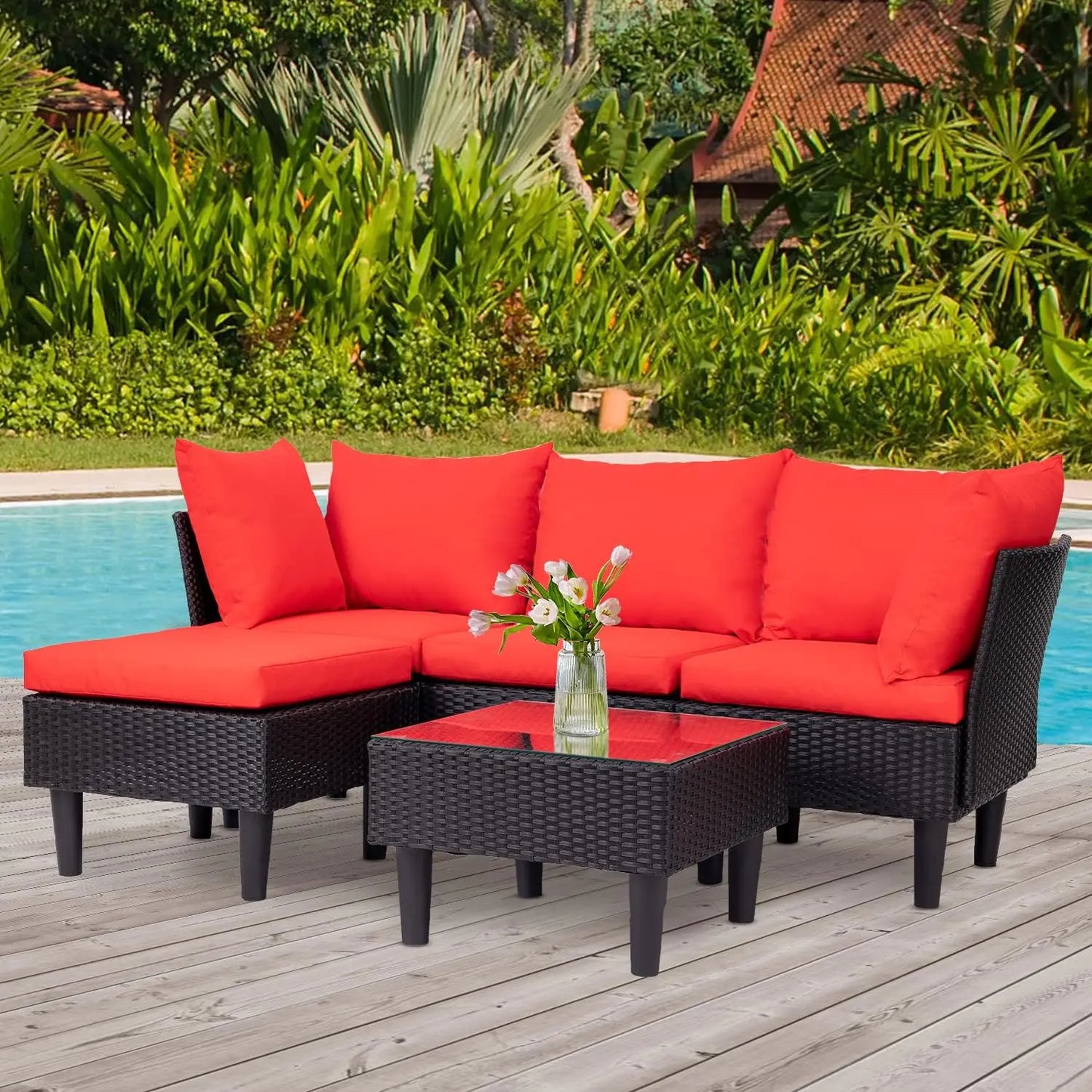 Patio Furniture Sets Outdoor Wicker Conversation Sofa Rattan Chair
