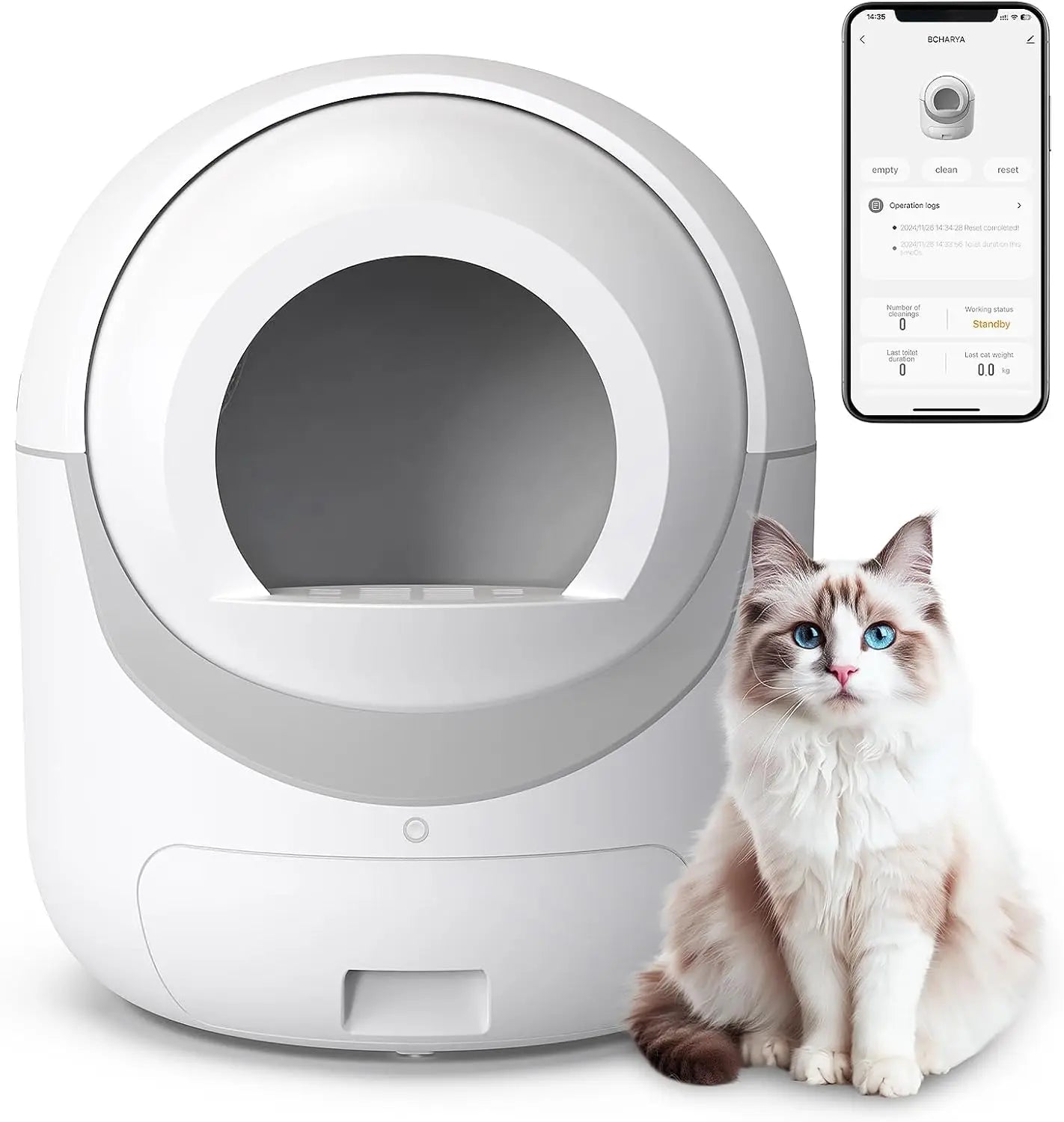 Automatic Cat Litter Box With App Control Odor Removal