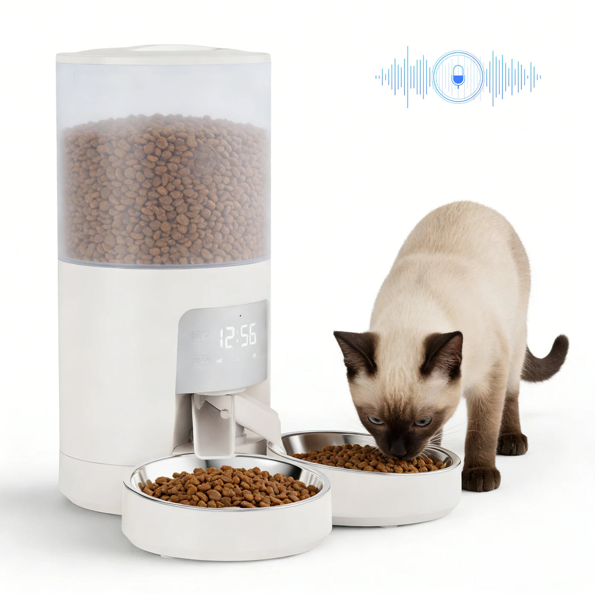 Automatic Cat Feeder With Stainless Steel Bowls And Digital Timer