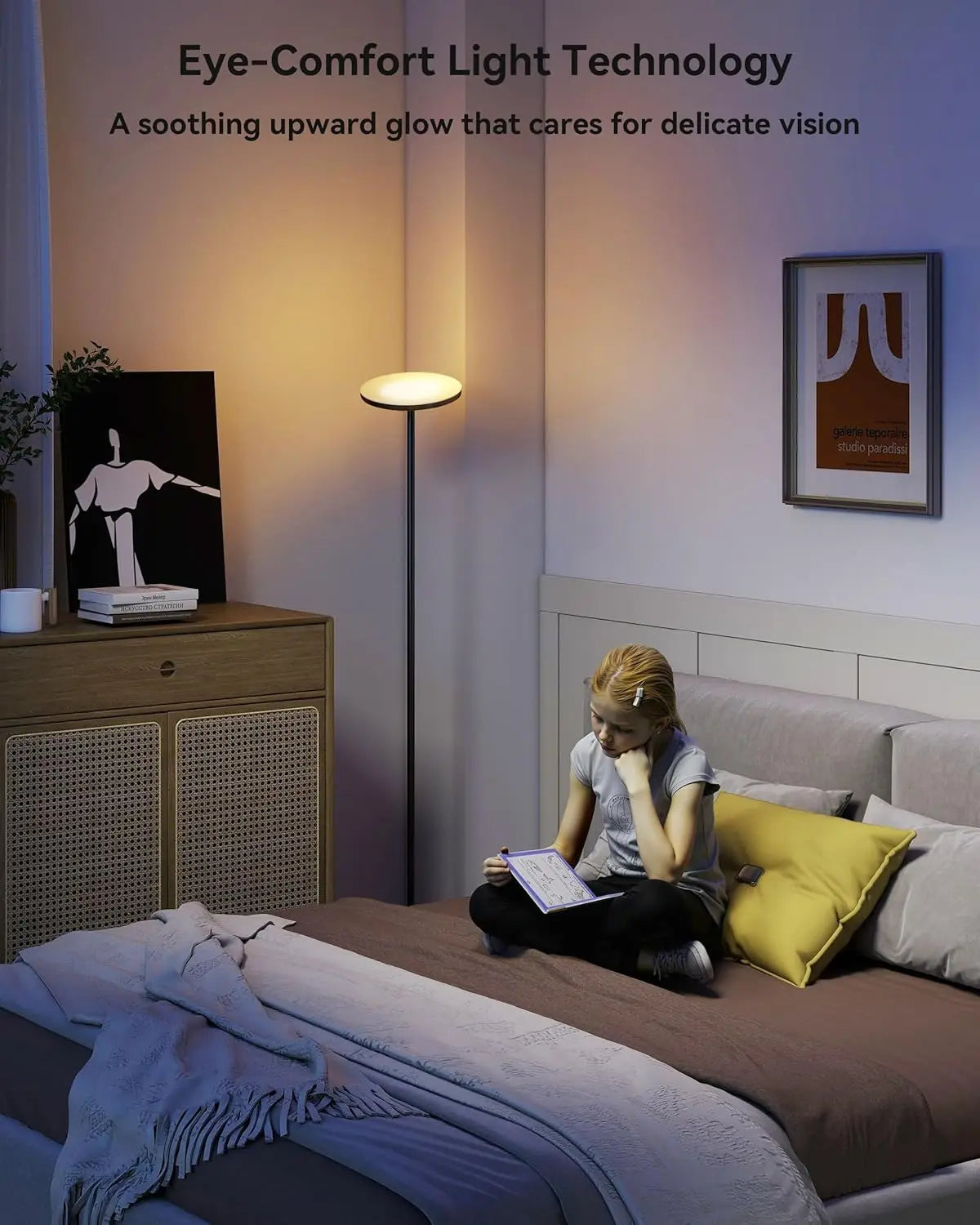 XMSJ LED Floor Lamp Dimmable Torchiere With Remote Foot Switch