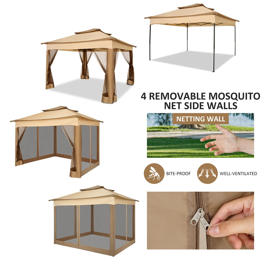 COBIZIC Pop Up Gazebo One Push Canopy Tent With Mosquito Netting
