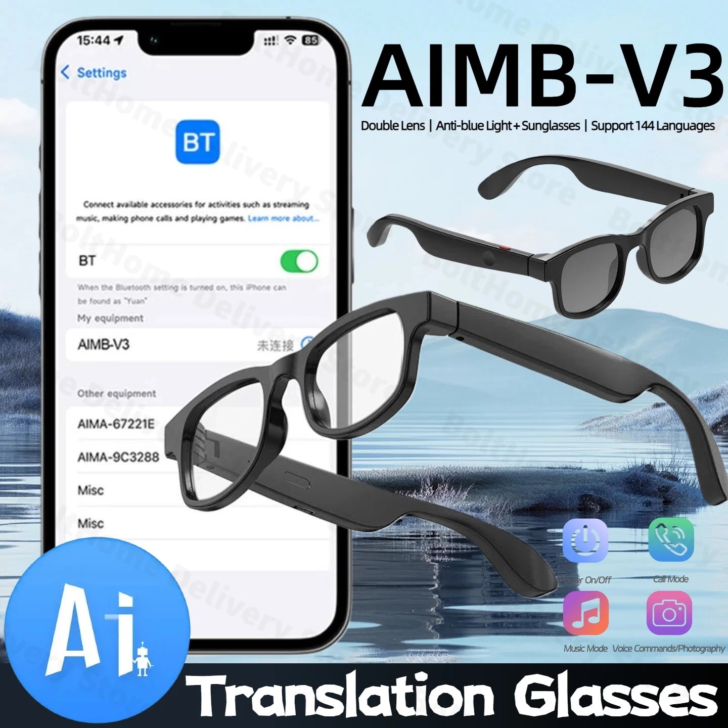 HOSPOR AI Smart Glasses With Language Translation And Camera