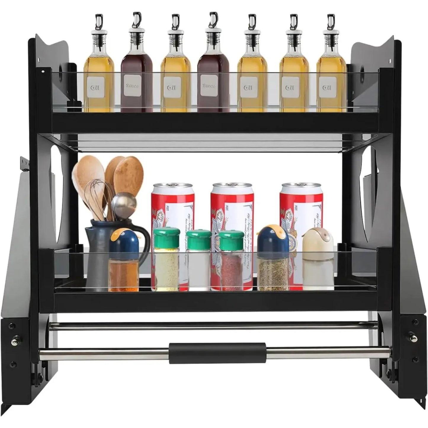 Bymaocar Pull Down Cabinet Organizer Two Tier