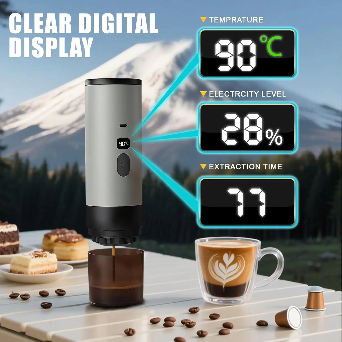 XMSJ Portable Espresso Coffee Maker With 7800mAh Battery